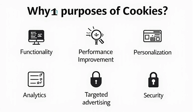 Diagramă cu scopurile utilizării cookie-urilor