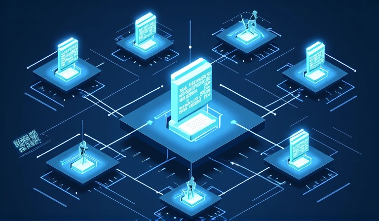 Ilustrație cu un lanț de blocuri, simbolizând securitatea datelor